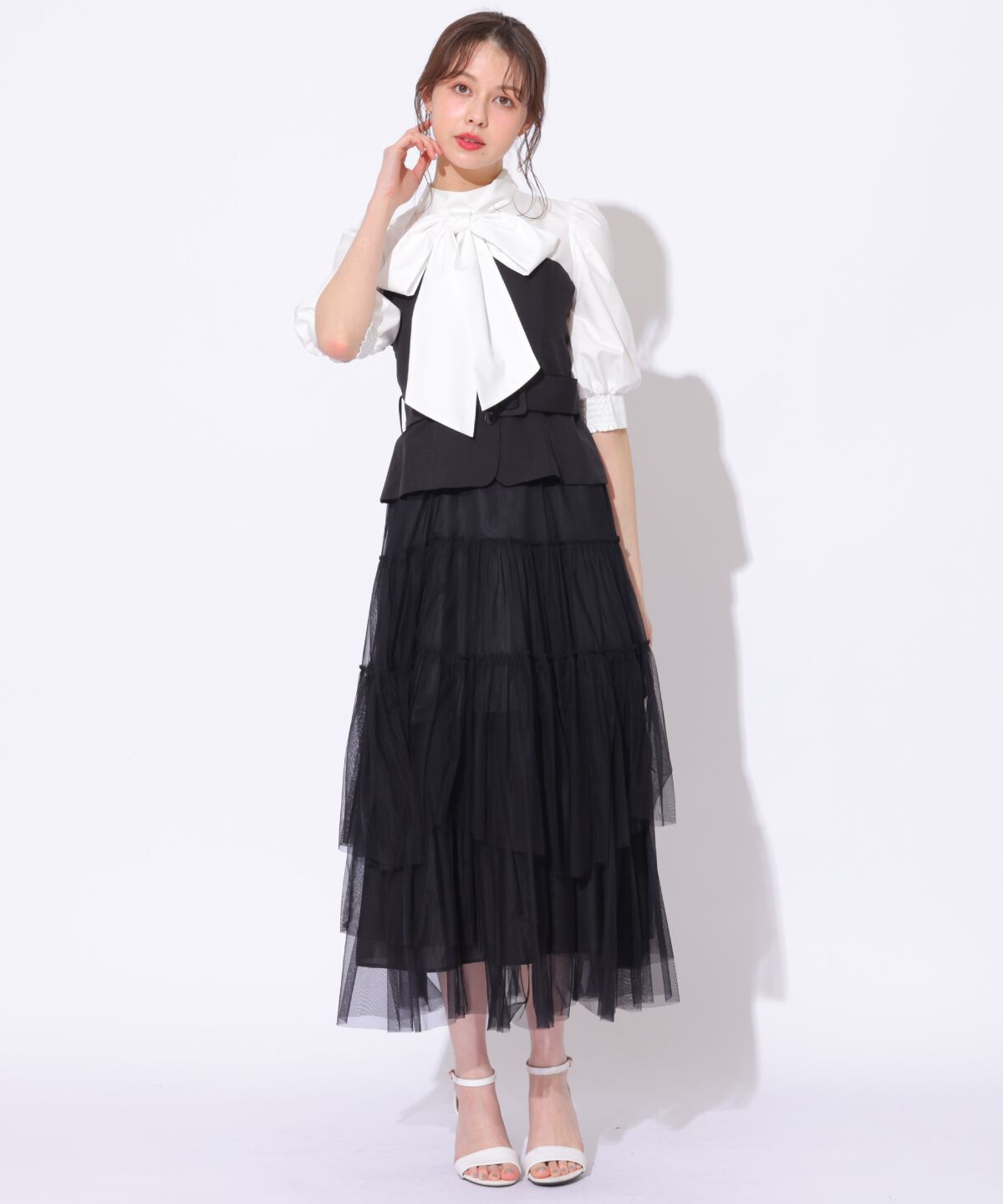 アンドクチュール「ビスチェ切替ドッキングワンピース」|ワンピース|