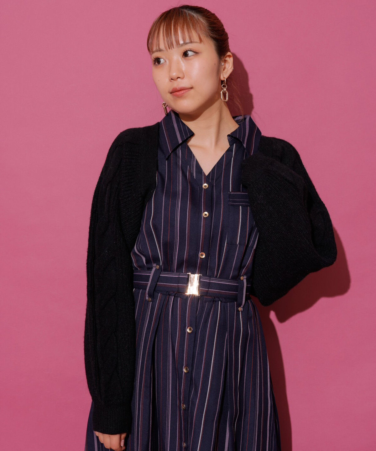 REDYAZEL「バックレースアップケーブルボレロ」|カーディガン|ブラック