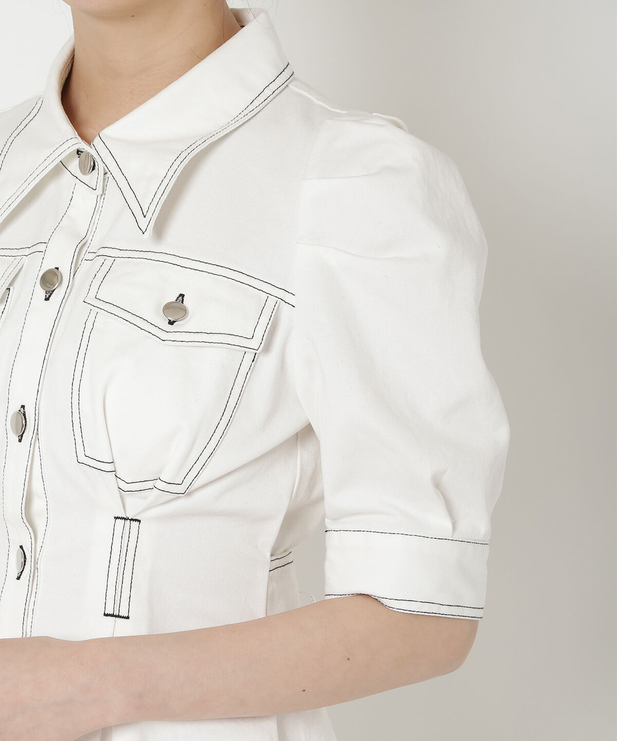 REDYAZEL「デニムポケットパワショルロングワンピース」|ワンピース|