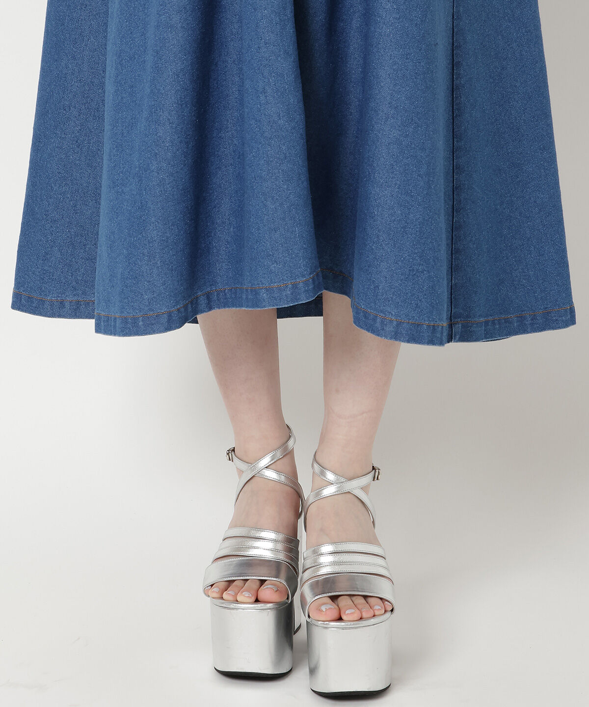 REDYAZEL「デニムポケットパワショルロングワンピース」|ワンピース|