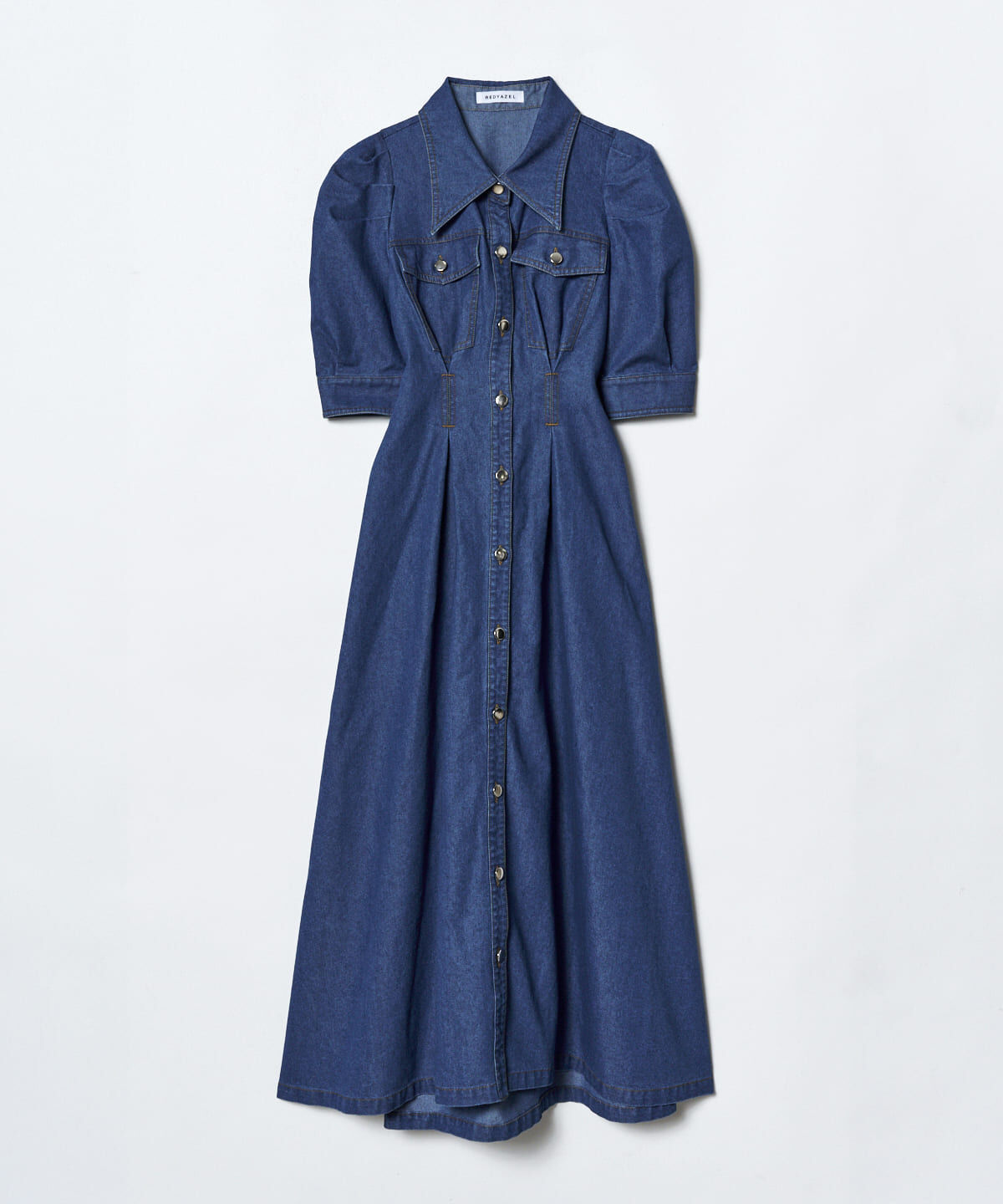 REDYAZEL「デニムポケットパワショルロングワンピース」|ワンピース|