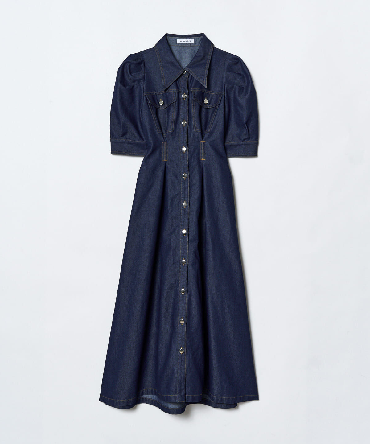 REDYAZEL「デニムポケットパワショルロングワンピース」|ワンピース|