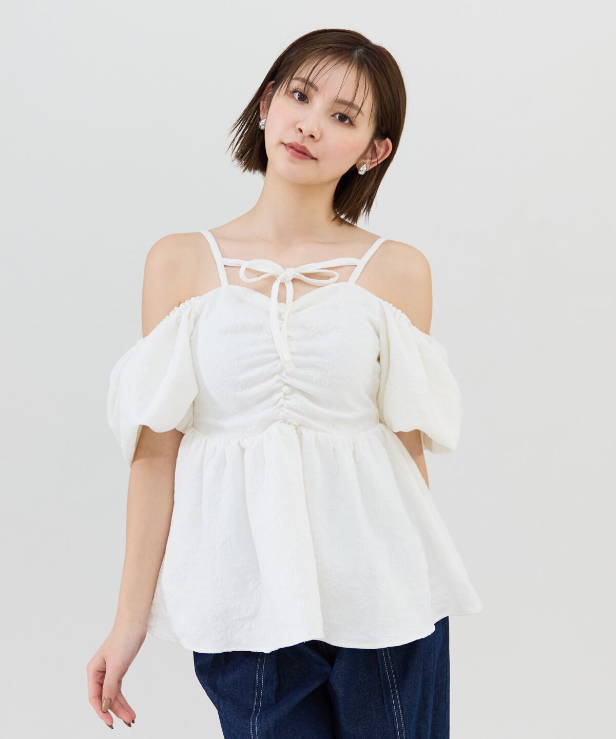 REDYAZEL「２WAYジャガードペプラムトップス」|シャツ・ブラウス|