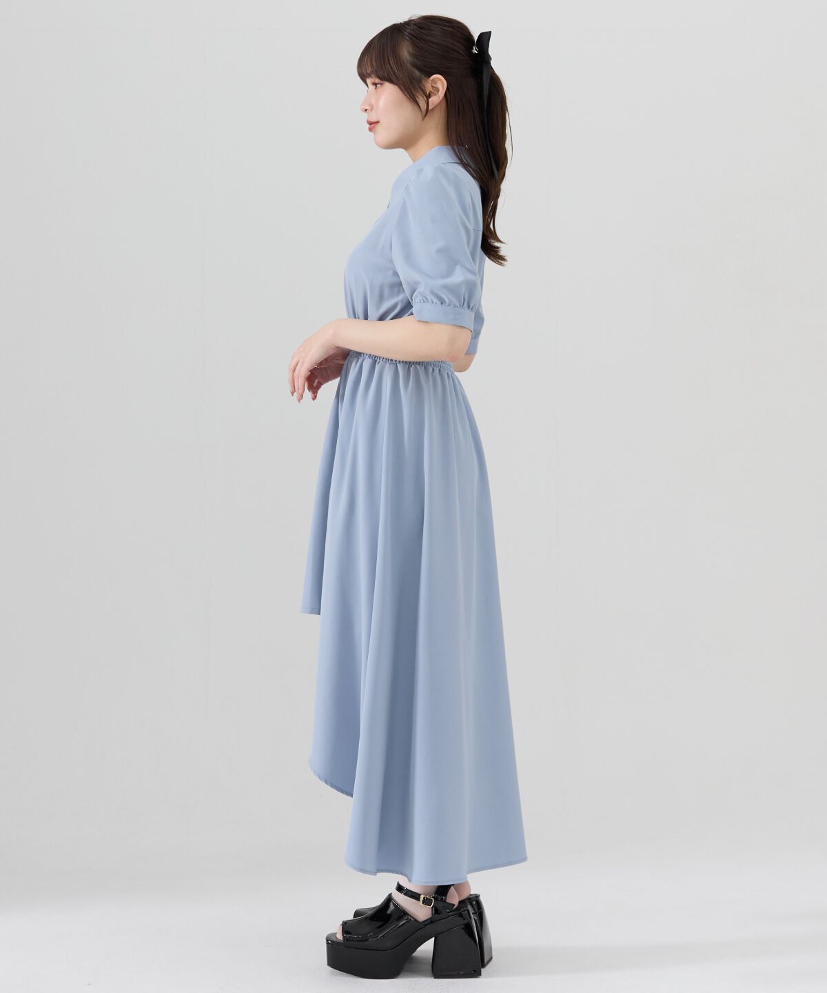 REDYAZEL「ウエストシャーリングシャツワンピース」|ワンピース|