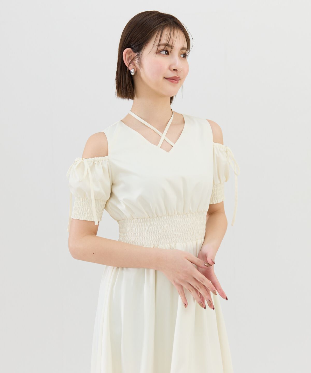 REDYAZEL「シャーリングオープンショルダーワンピース」|ワンピース|