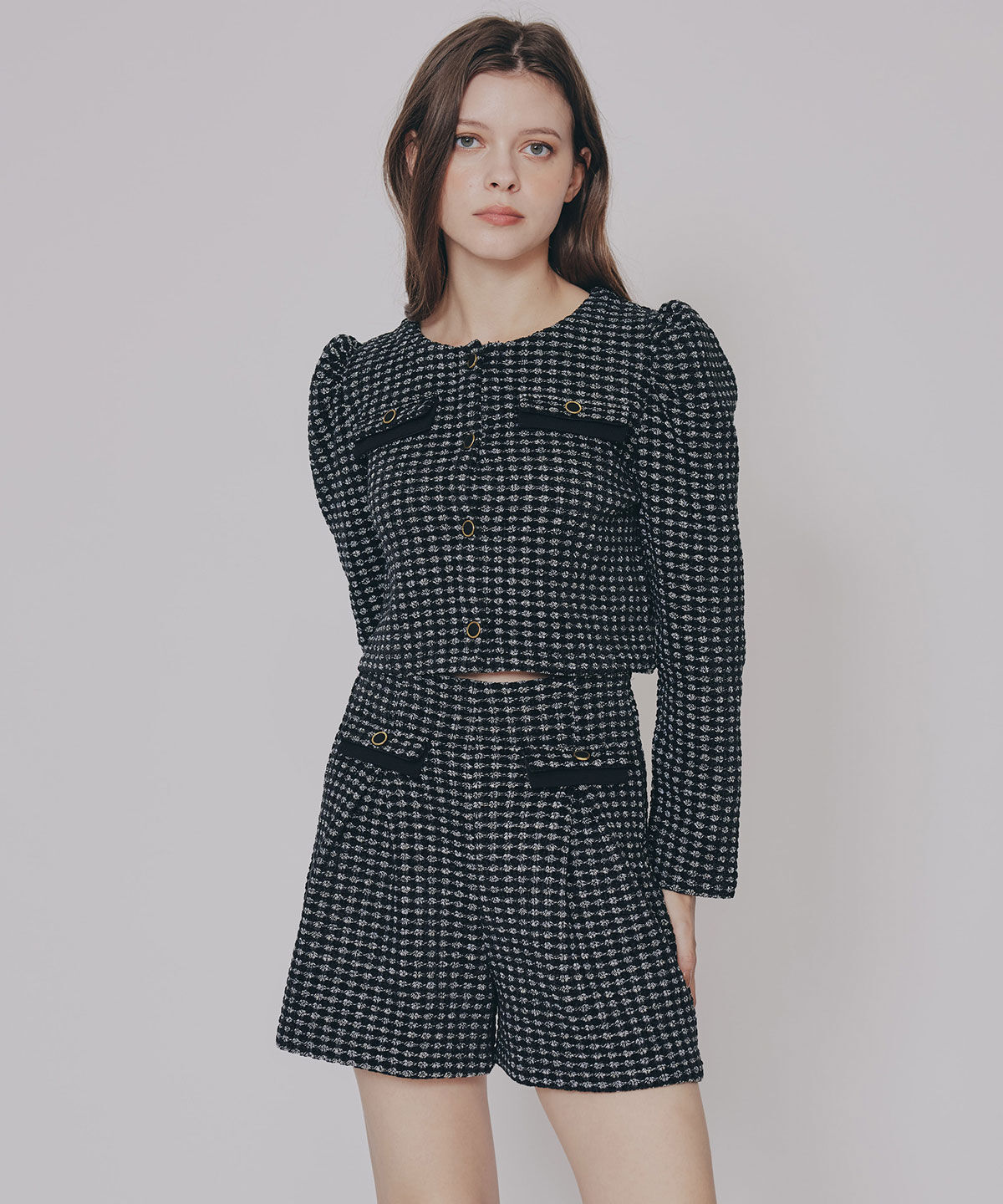 REDYAZEL「カットツイードジャケット&times;ショートパンツセットアップ」|ワンピース|