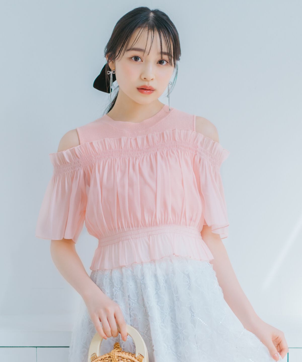 WILLSELECTION「レイヤード風オフショル半袖プルオーバー」|Tシャツ・カットソー|ピンク