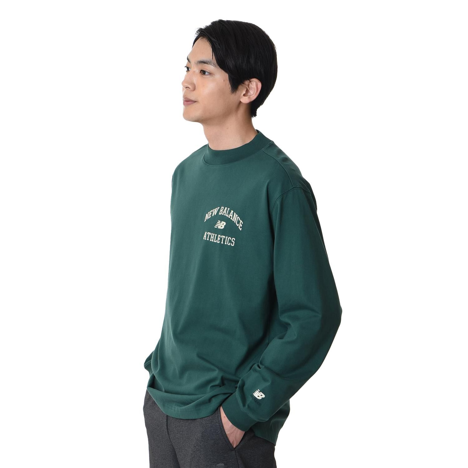 NEW BALANCE 「【NEW BALANCEｳｪｱ】M VarsityﾓｯｸﾈｯｸﾛﾝｸﾞｽﾘｰﾌﾞT」|Tシャツ・カットソー|