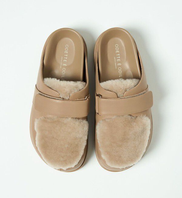 ODETTE E ODILE「ボリュームソールベルトサボ フラット30」|スリッポン|BEIGE
