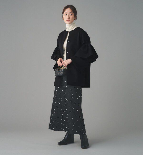 UNITED ARROWS「SPONGY フレアスリーブ コート」|ノーカラーコート|