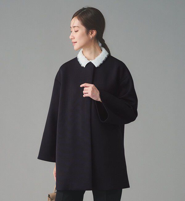 UNITED ARROWS「SPONGY Aライン ミドルコート」|ノーカラーコート|