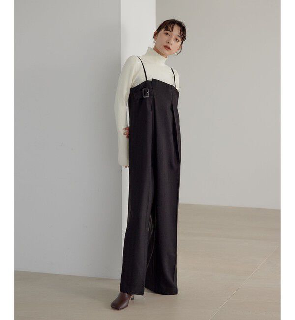 EMMEL REFINES「＜EMMEL REFINES＞EM ラップライク キャミサロペット」|オールインワン|BLACK