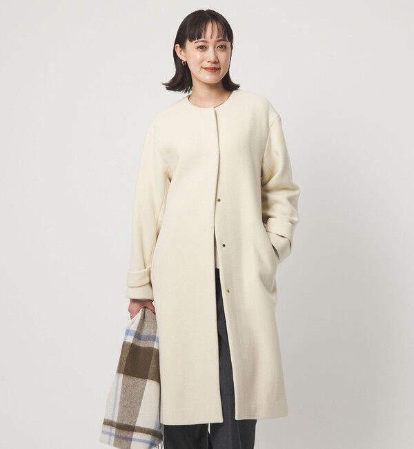 size SHORTあり］SENTDALE WOOL セントデールウール ノーカラー コート