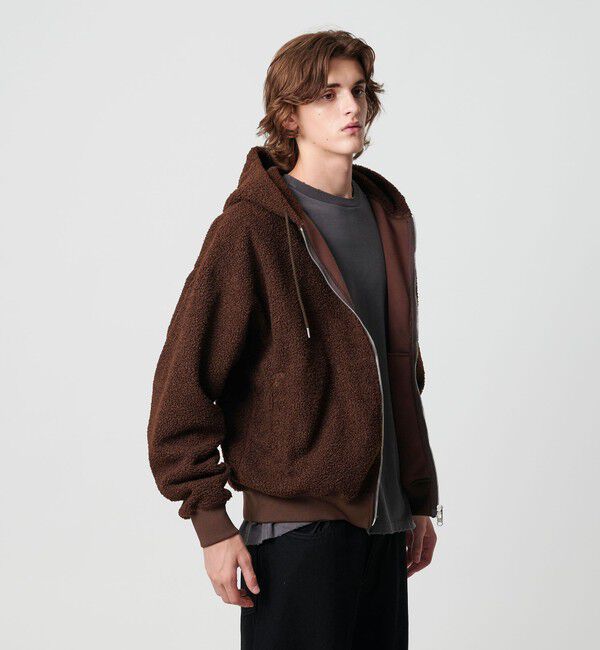 MONKEY TIME「ボアフリース フルジップ フーディー」|カーディガン|