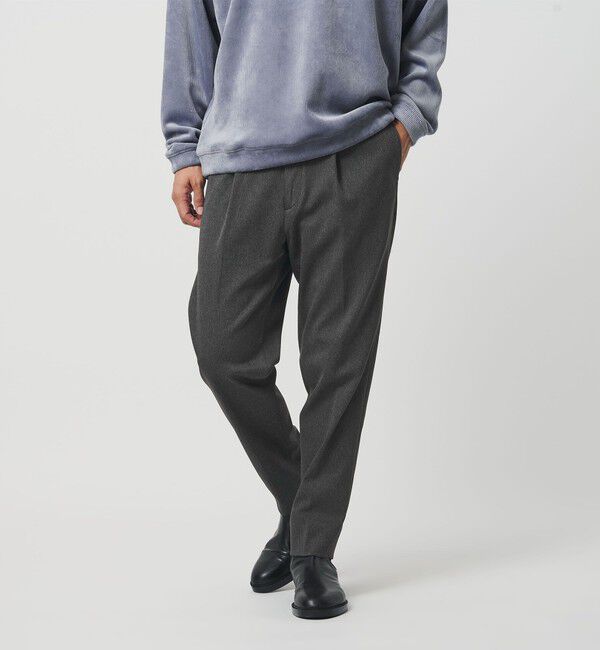 BEAUTY&YOUTH UNITED ARROWS「ツイル 1プリーツ テーパード パンツ NO.5 ヨコストレッチ」|チノ|DK.GRAY