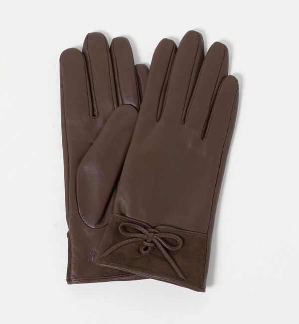 BEAUTY&YOUTH UNITED ARROWS「レザー&times;スエード コンビ リボン グローブ」|手袋|