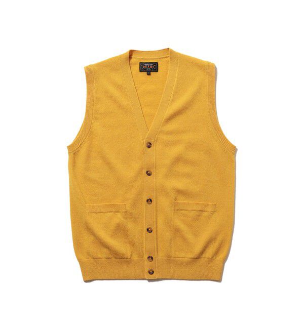 BEAMS PLUS「BEAMS PLUS / Button Knit Vest Solid」|ニット・セーター|YELLOW