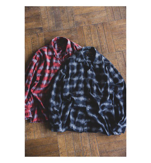 BEAMS PLUS「Open Collar Brushed Satin Plaid」|シャツ・ブラウス|