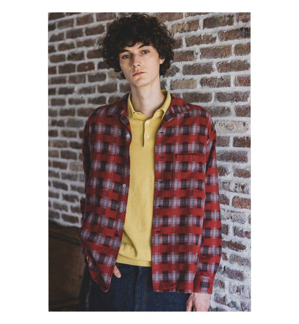 BEAMS PLUS「Open Collar Brushed Satin Plaid」|シャツ・ブラウス|