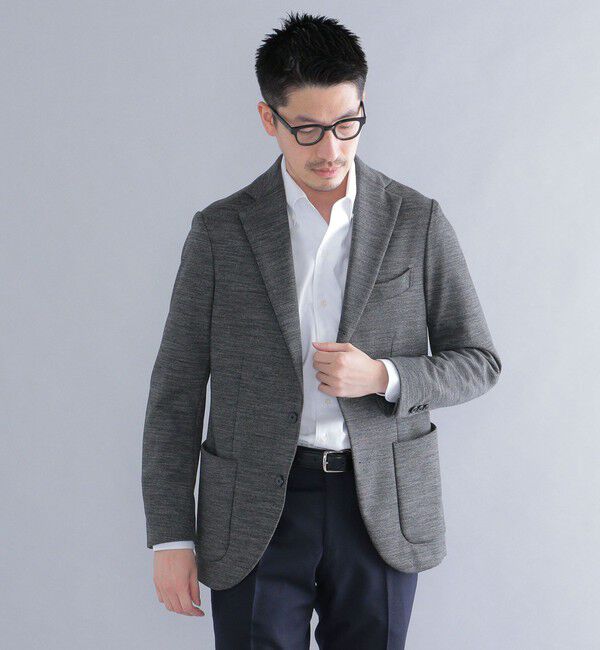 SHIPS「SHIPS: ジャージー ピンヘッド 無地 ジャケット」|テーラードジャケット|ダークグレー