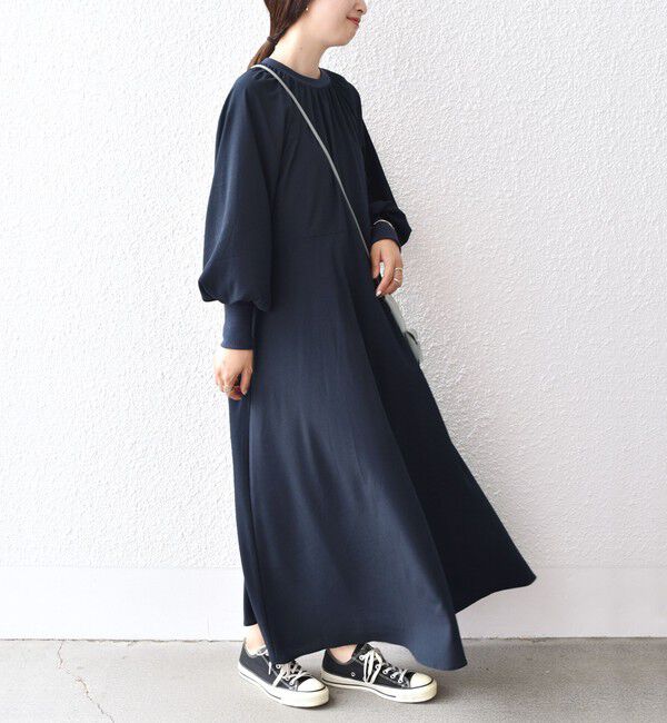 SHIPS for women「《一* 〈洗濯機可能〉ジョーゼットリブ切替ロングスリーブワンピース◇」|ワンピース|