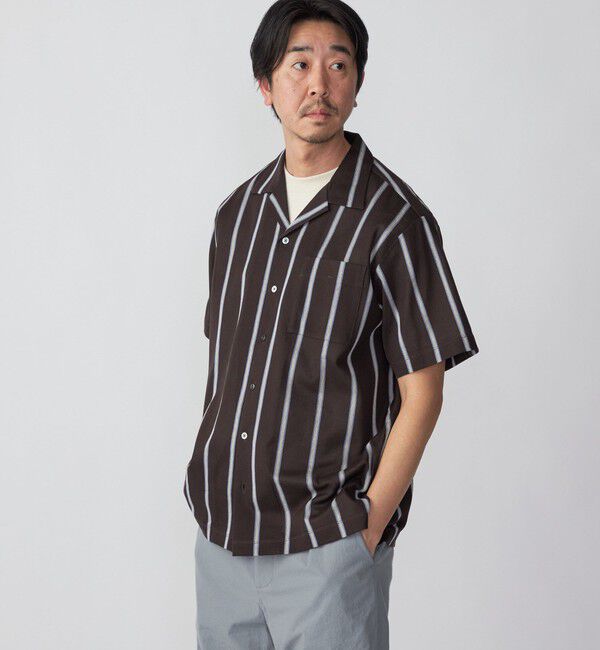 SHIPS「SHIPS: シルケット ラッセル ストライプ オープンカラー シャツ」|シャツ・ブラウス|