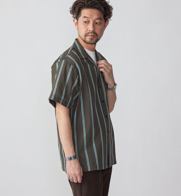 SHIPS「SHIPS: シルケット ラッセル ストライプ オープンカラー シャツ」|シャツ・ブラウス|