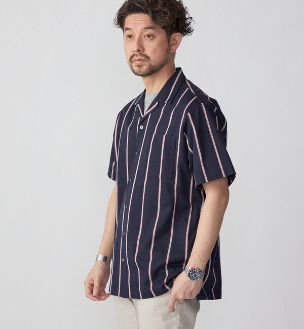 SHIPS「SHIPS: シルケット ラッセル ストライプ オープンカラー シャツ」|シャツ・ブラウス|