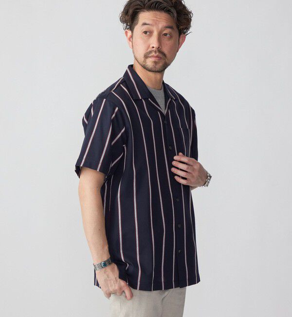 SHIPS「SHIPS: シルケット ラッセル ストライプ オープンカラー シャツ」|シャツ・ブラウス|