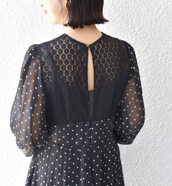 SHIPS for women「A PUPIL:ドット レース ロング ワンピース」|ワンピース|