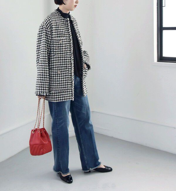 quaranciel「quaranciel: チェック ファンシー ツイード ノーカラー ジャケット」|ノーカラージャケット|