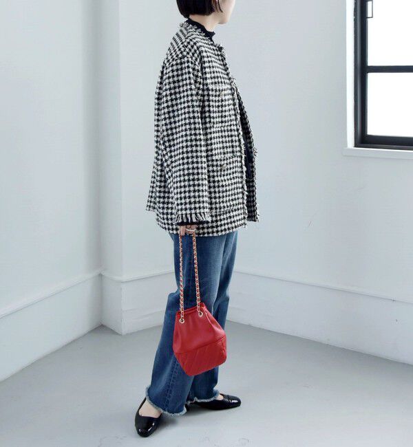 quaranciel「quaranciel: チェック ファンシー ツイード ノーカラー ジャケット」|ノーカラージャケット|