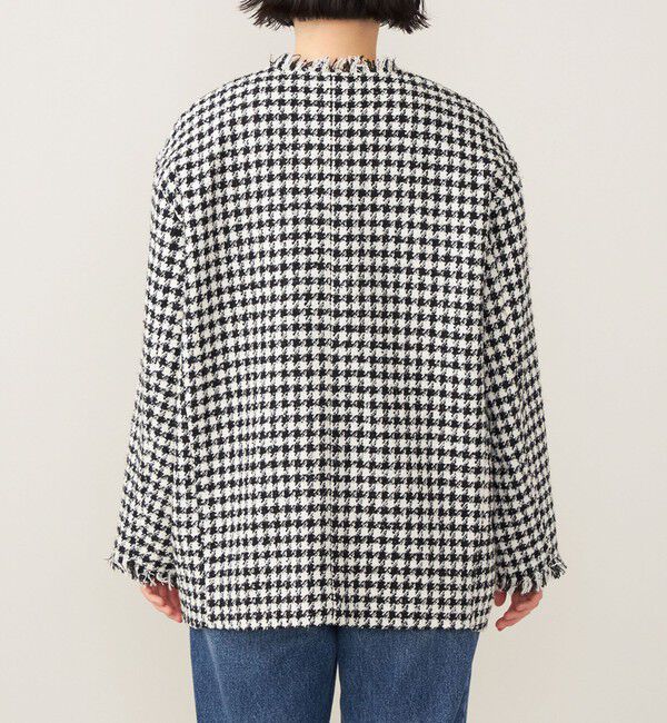 quaranciel「quaranciel: チェック ファンシー ツイード ノーカラー ジャケット」|ノーカラージャケット|