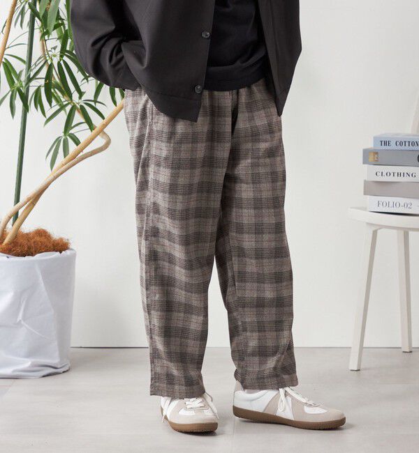 SHIPS any「SHIPS any: ワイド ストレート ウールライク イージー パンツ〈ソリッド / チェック〉◇」|その他|