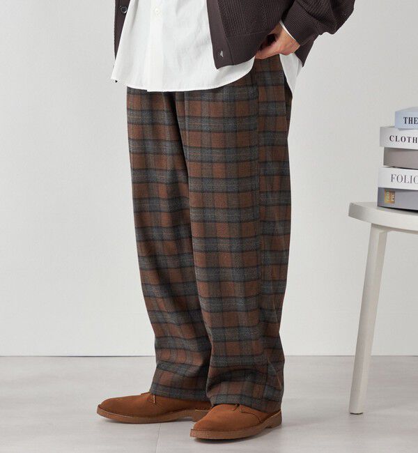SHIPS any「SHIPS any: ワイド ストレート ウールライク イージー パンツ〈ソリッド / チェック〉◇」|その他|