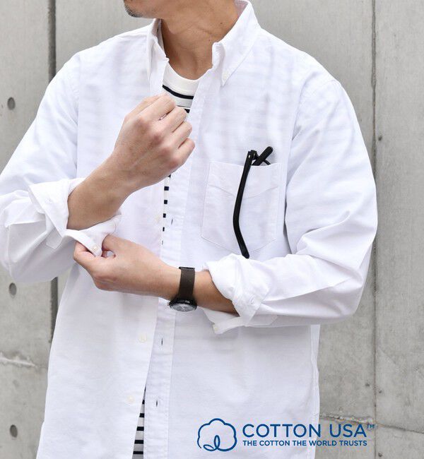 SHIPS any「SHIPS any: COTTON USA ワンポイント ロゴ 刺繍 オックス ボタンダウン シャツ 24SS◇」|シャツ・ブラウス|ホワイト
