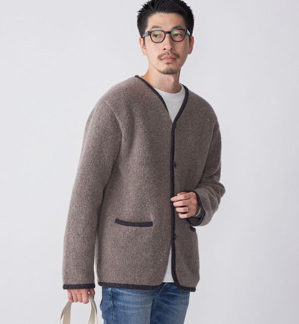 SHIPS「SHIPS: チロリアン ニット ジャケット」|ノーカラージャケット|