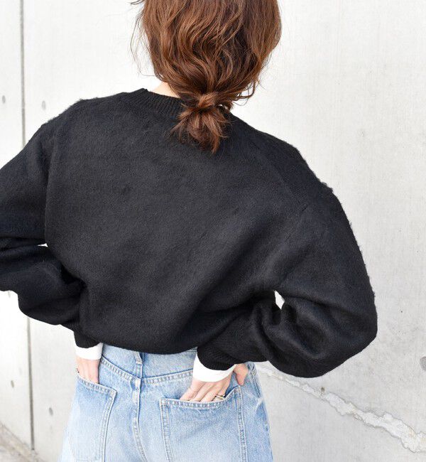SHIPS any「SHIPS any: 〈手洗い可能〉シャギー ソリッド リラックス クルーネック ニット ◇」|ニット・セーター|ブラック