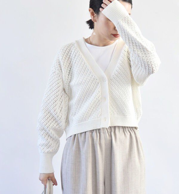 quaranciel「quaranciel:〈手洗い可能〉アイレット Vネック ショート カーディガン」|カーディガン|