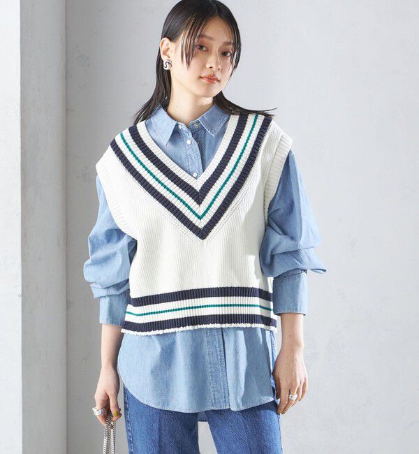 SHIPS for women「【SHIPS別注】WRAPINKNOT:〈手洗い可能〉チルデン ニット ベスト」|ベスト・ジレ|