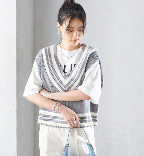 SHIPS for women「【SHIPS別注】WRAPINKNOT:〈手洗い可能〉チルデン ニット ベスト」|ベスト・ジレ|