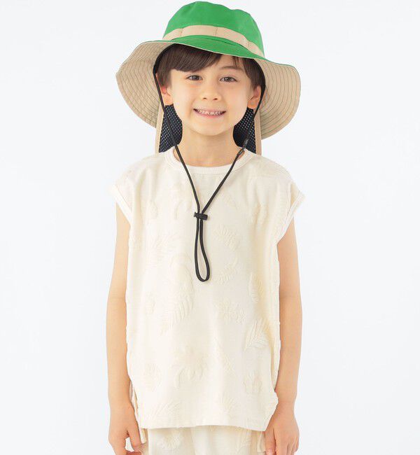SHIPS KIDS「SHIPS KIDS:100～130cm / パイル ジャカード ノースリーブ TEE」|タンクトップ|ナチュラル