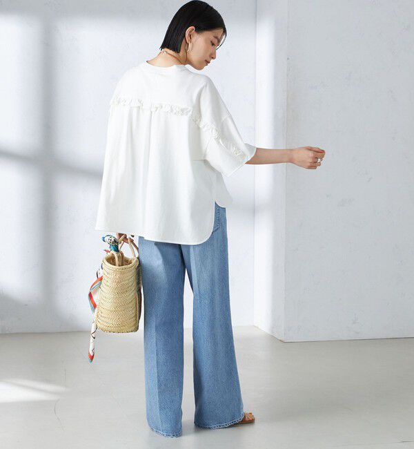 SHIPS for women「〈洗濯機可能〉バック フリル 半袖 Tシャツ」|Tシャツ・カットソー|