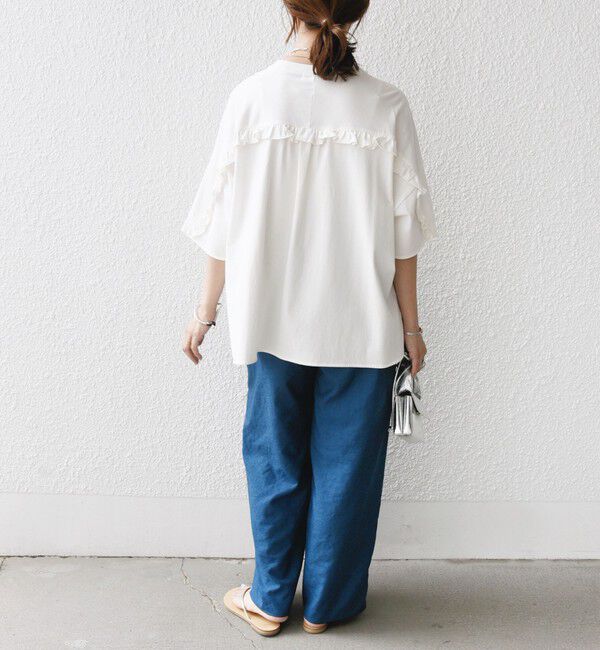 SHIPS for women「〈洗濯機可能〉バック フリル 半袖 Tシャツ」|Tシャツ・カットソー|