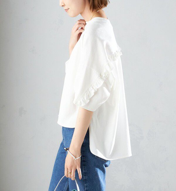 SHIPS for women「〈洗濯機可能〉バック フリル 半袖 Tシャツ」|Tシャツ・カットソー|