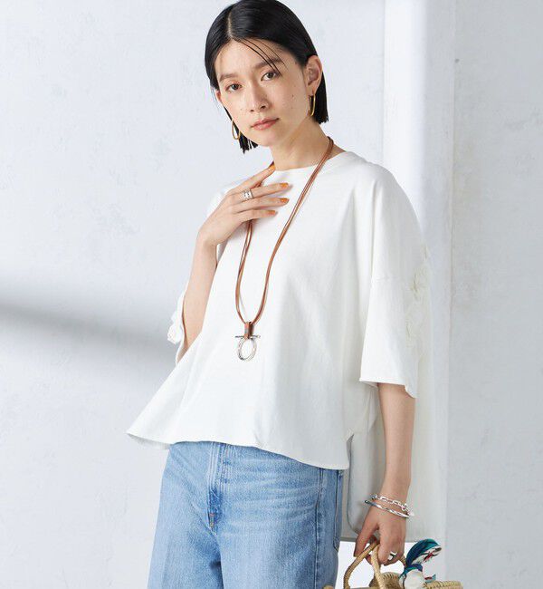 SHIPS for women「〈洗濯機可能〉バック フリル 半袖 Tシャツ」|Tシャツ・カットソー|