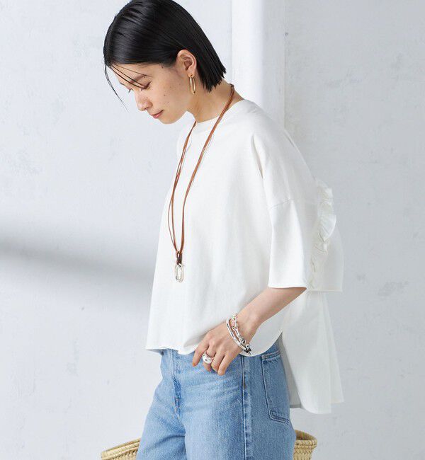 SHIPS for women「〈洗濯機可能〉バック フリル 半袖 Tシャツ」|Tシャツ・カットソー|
