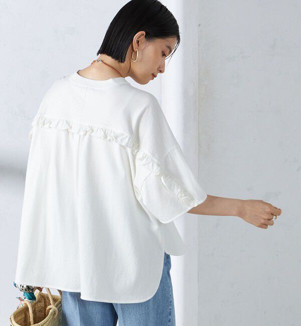 SHIPS for women「〈洗濯機可能〉バック フリル 半袖 Tシャツ」|Tシャツ・カットソー|