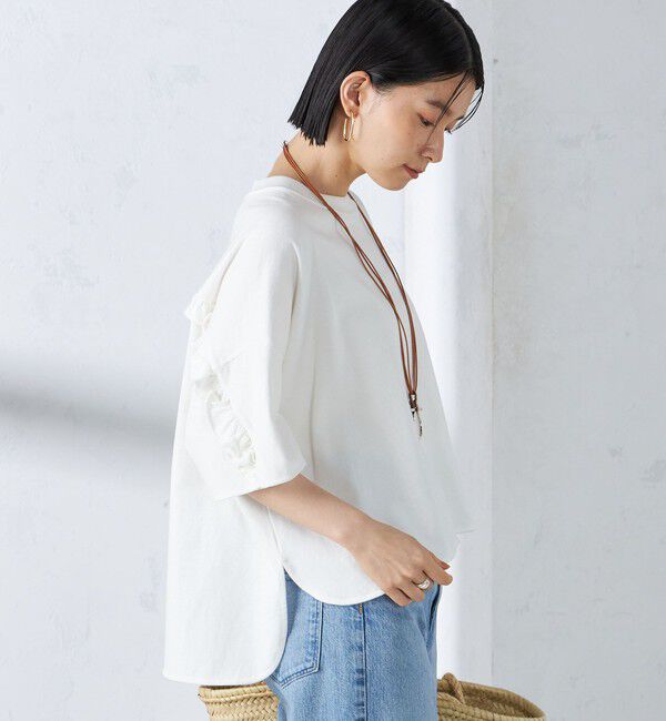 SHIPS for women「〈洗濯機可能〉バック フリル 半袖 Tシャツ」|Tシャツ・カットソー|