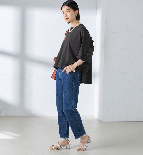 SHIPS for women「〈洗濯機可能〉バック フリル 半袖 Tシャツ」|Tシャツ・カットソー|